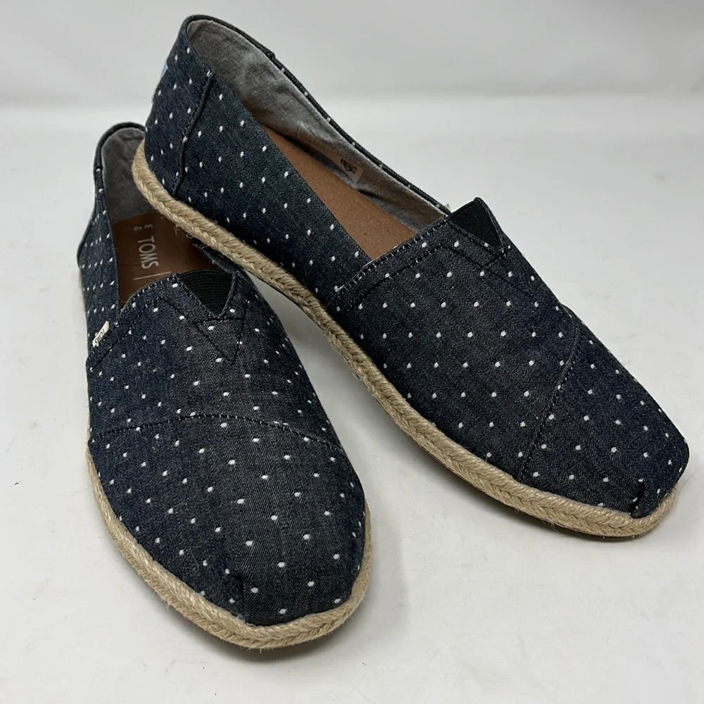TOMS Slip on Espadrille Classic Dot Chambray Light Black